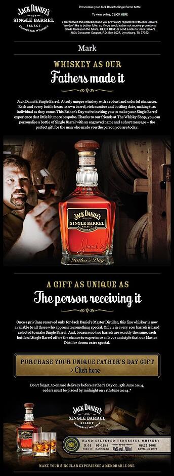 Father's Day Jack Daniel's email